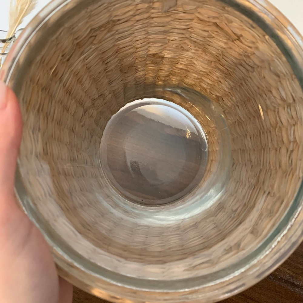 Vintage Wicker Wrapped Glass Planter Vase Boho - Picture 8 of 10